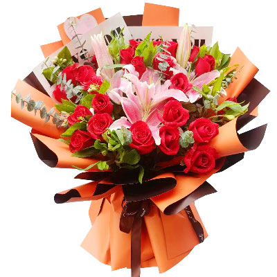 丽江22朵红玫瑰百合，我的爱为你点亮