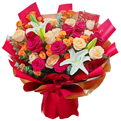丽江19朵玫瑰百合，爱情永不凋零