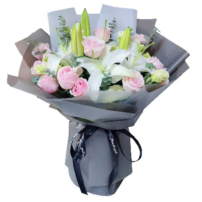 丽江12朵粉玫瑰百合，爱美丽的芬芳