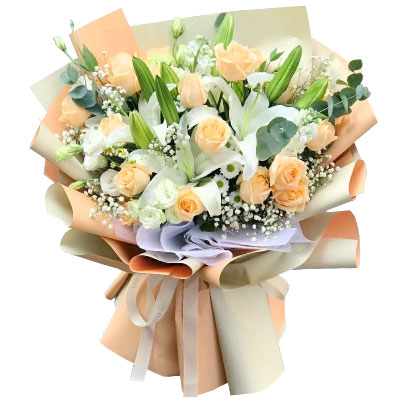 丽江19朵香槟玫瑰百合，你是我的真爱