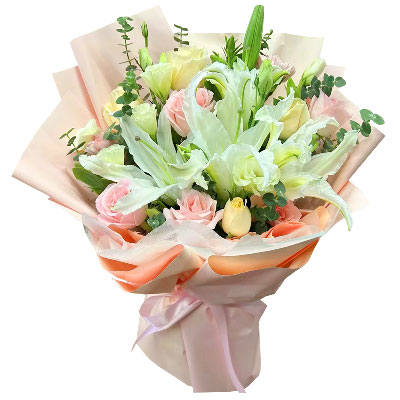 丽江10朵玫瑰百合混搭，爱是难忘时刻