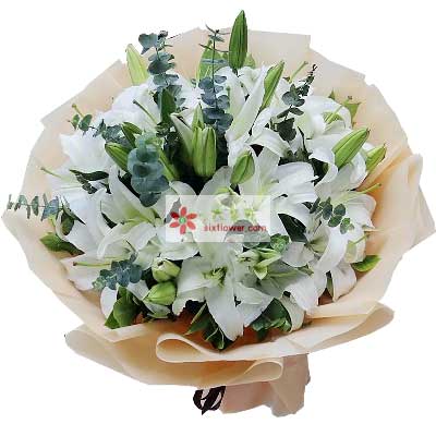 丽江9支白色多头百合，祝福你幸福